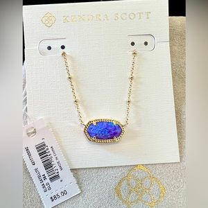 Kendra Scott Elisa Satellite Necklace - Blue Kyocera Opal in gold